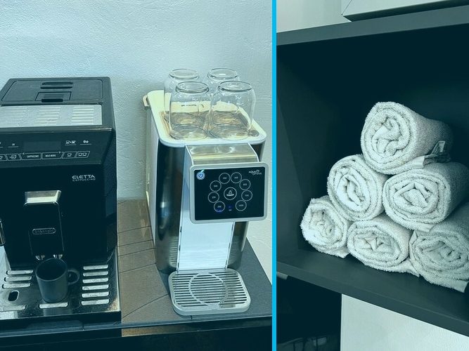 Alles inklusive: Kaffeemaschine und Wasserspender im Caldera Fitness Studio Alles inklusive: Kaffeemaschine und Wasserspender im Caldera Fitness Studio